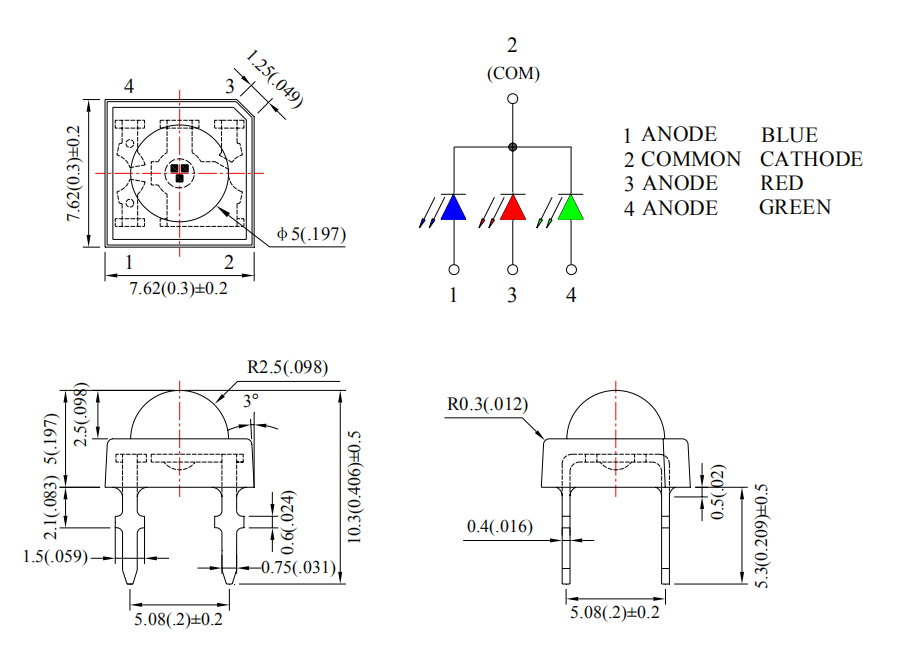平头食人鱼LED灯珠尺寸图
