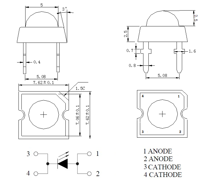 平头食人鱼LED灯珠尺寸图