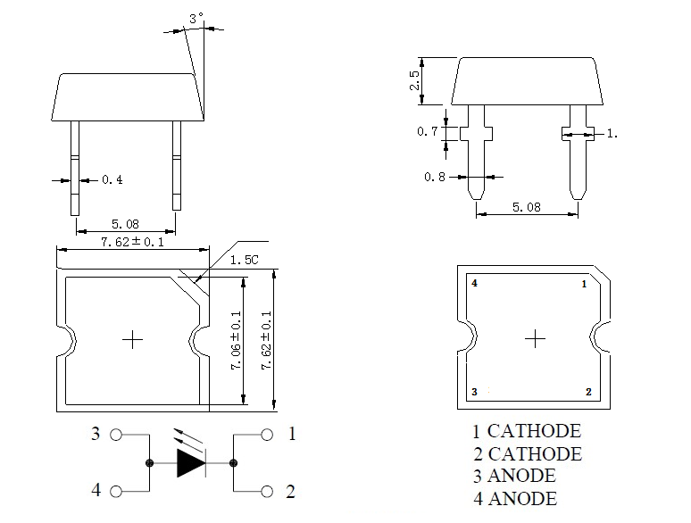 平头食人鱼LED灯珠尺寸图