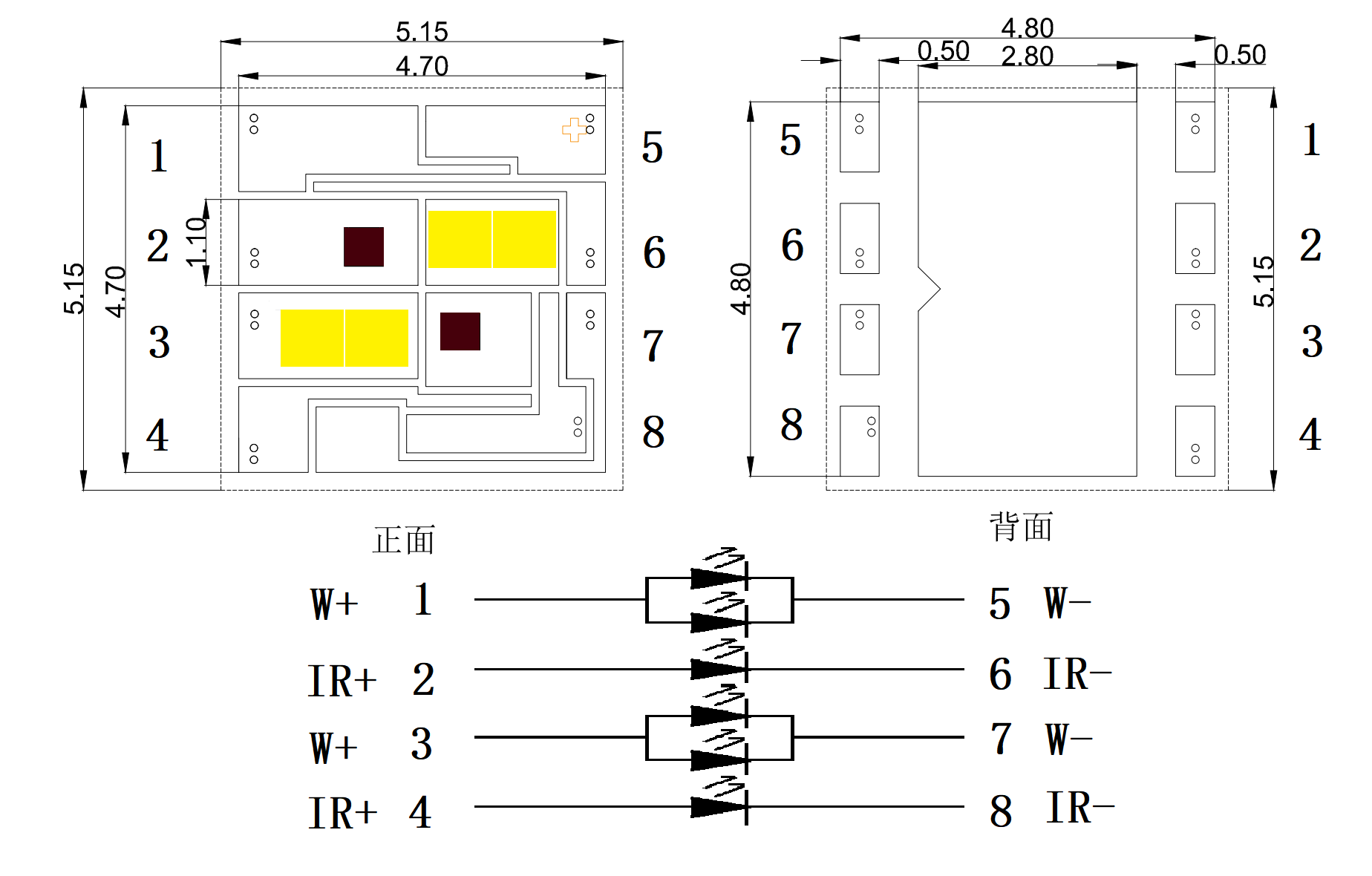 大功率LED尺寸图