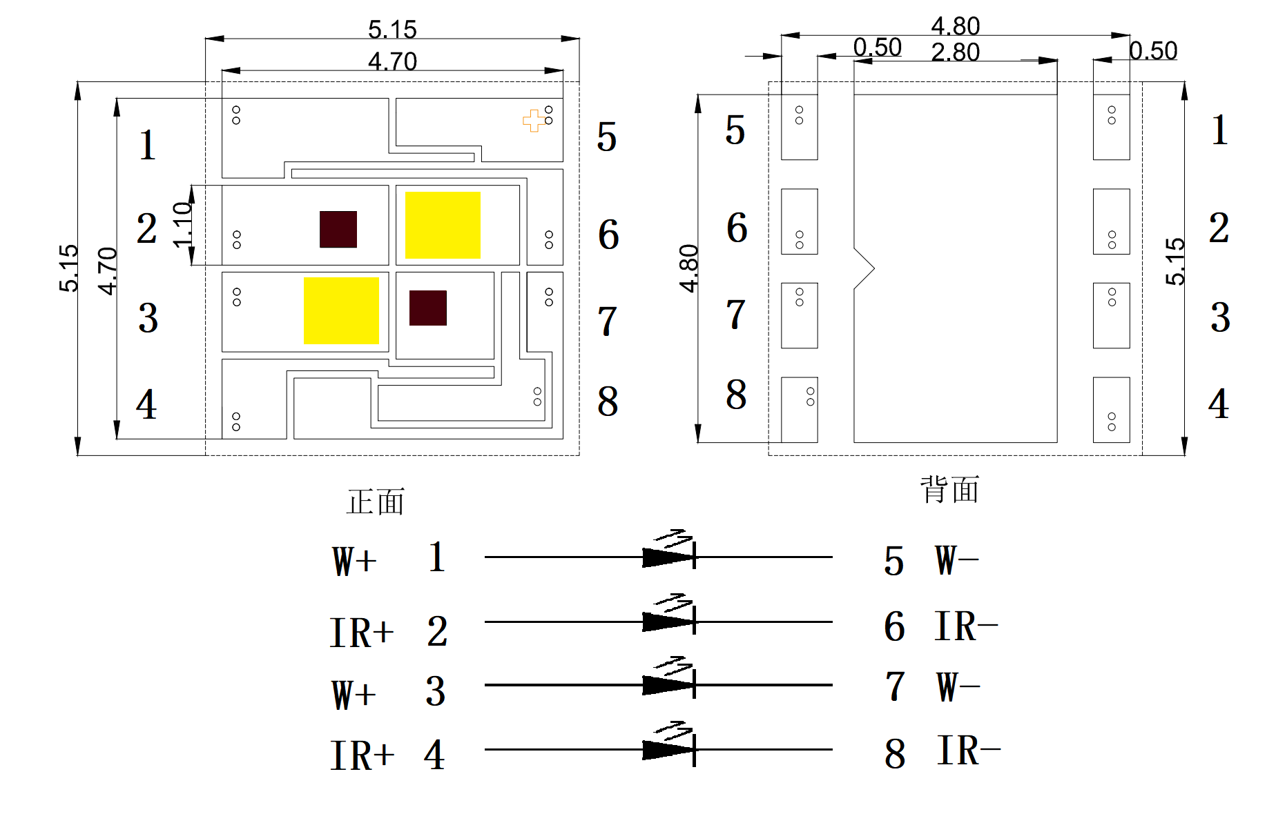 大功率LED尺寸图